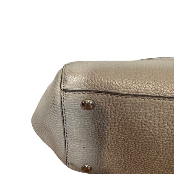 Michael Kors Dove Gray Leather Sandrine Studded Satchel Bag Women - Picture 9 of 13